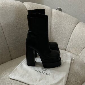 Versace Black Platform Ankle Boots